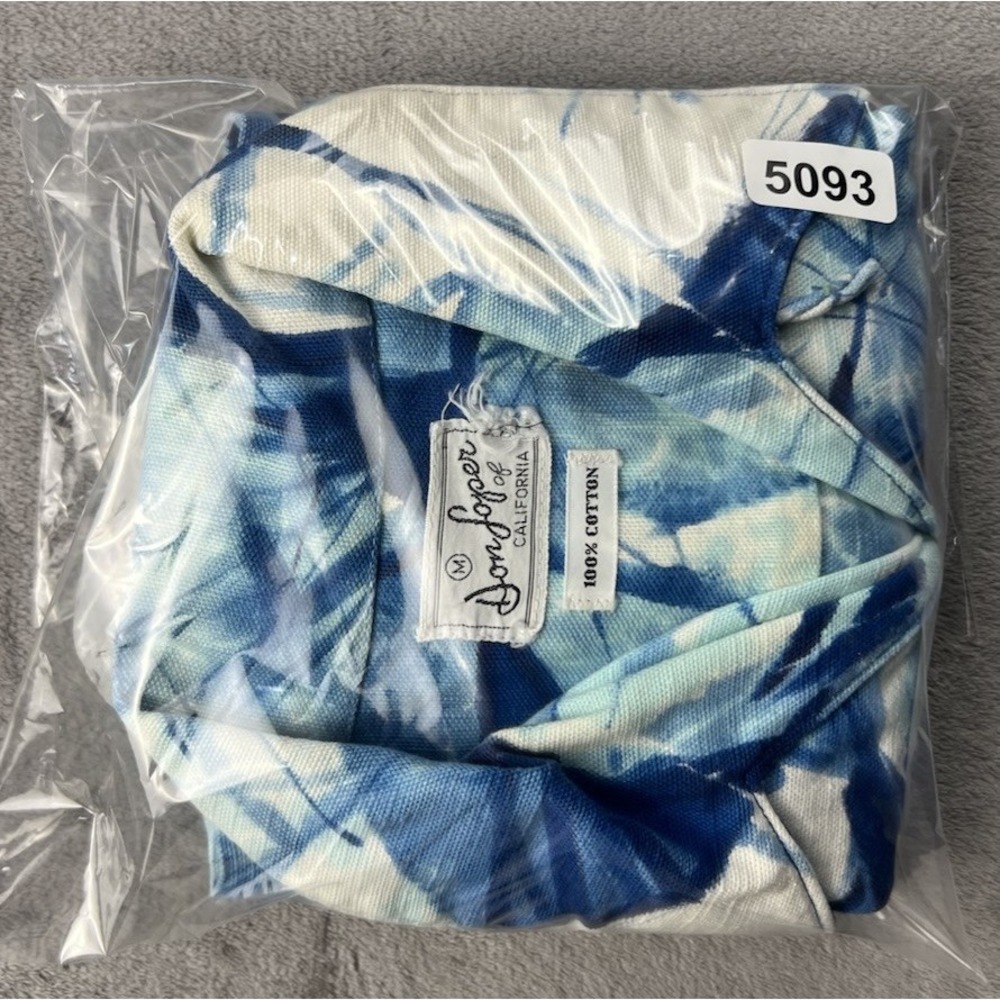 Vintage Don Loper California Barkcloth Shirt‎ Mens L Blue Geometric Abstract USA - Picture 9 of 9